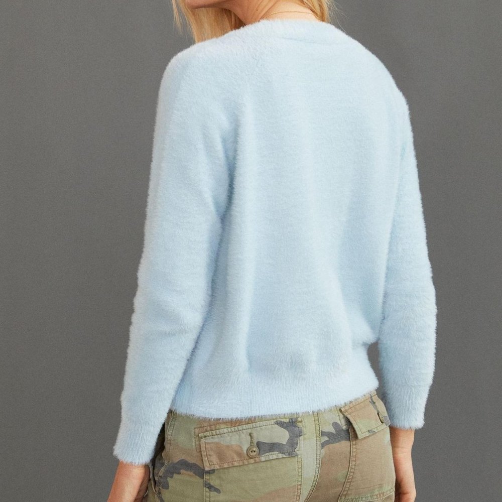 Anthropologie Charlie Holiday Miena Eyelash Cardigan Soft Sky Blue XS - Picture 2 of 8